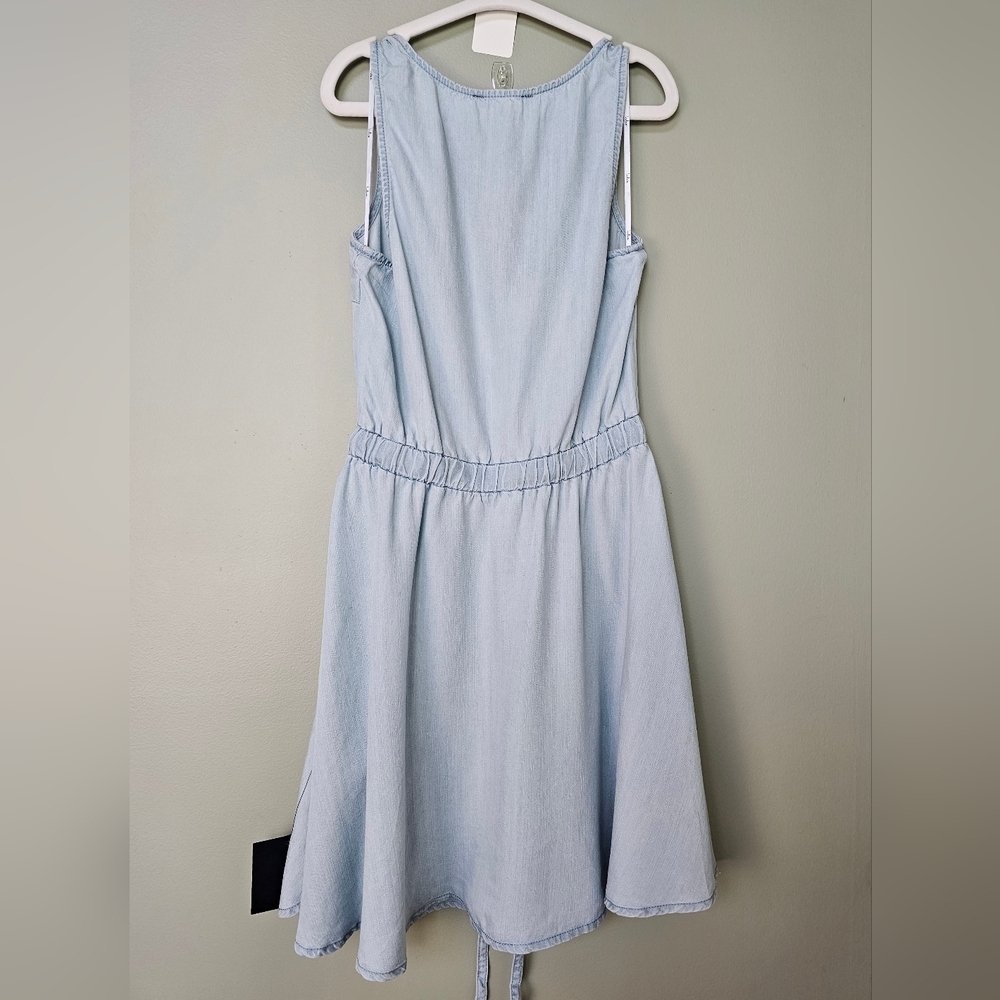 Lulus Charming Presence Light Blue Chambray Mini Dress With Pockets - Picture 5 of 10